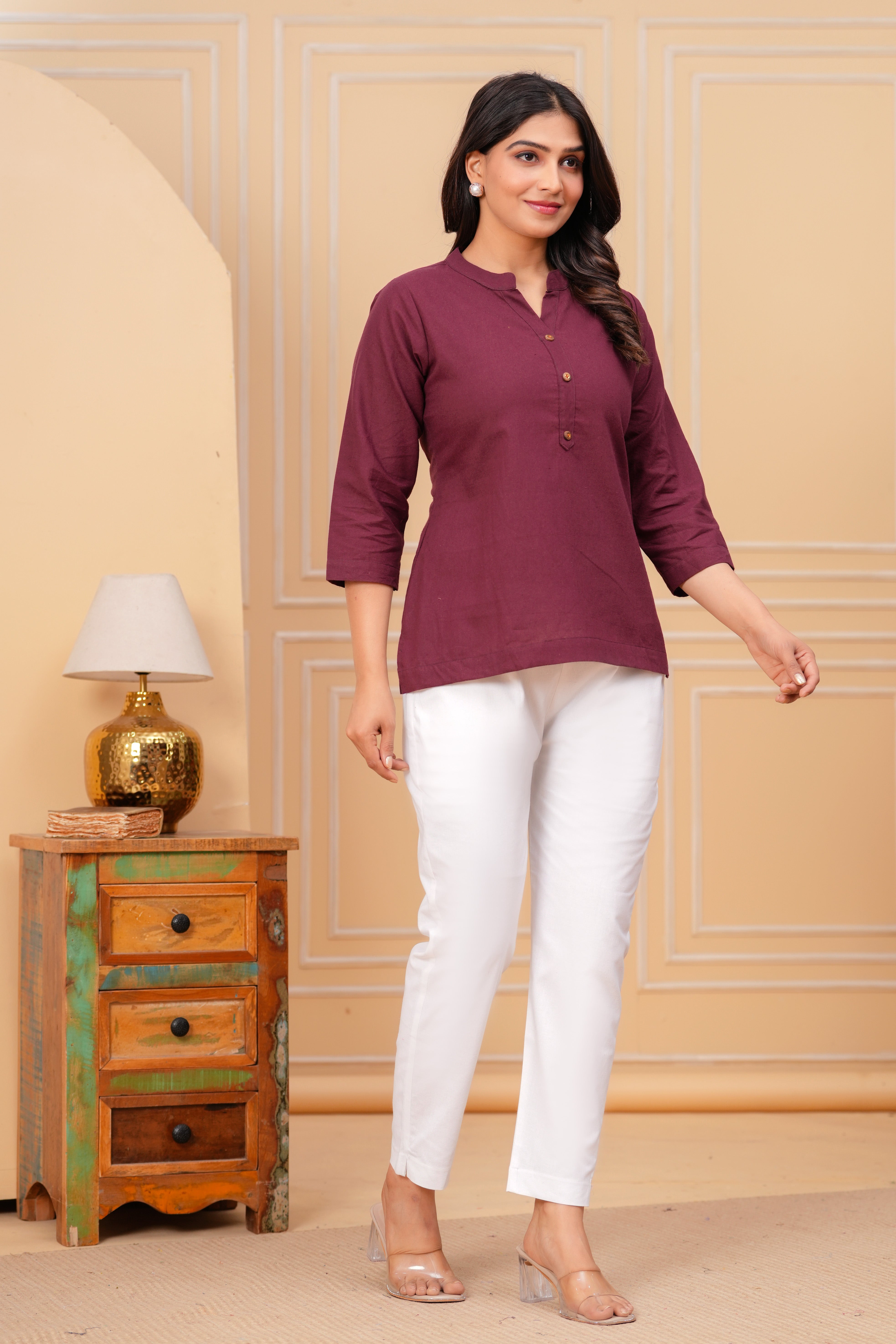 Linen Solid Short Kurta